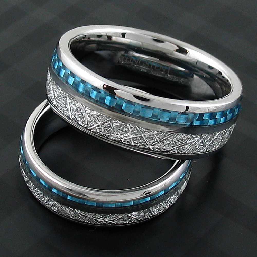 6/8mm Tungsten Carbide Meteorite & Carbon Fiber Band Ring-Engraving Avail