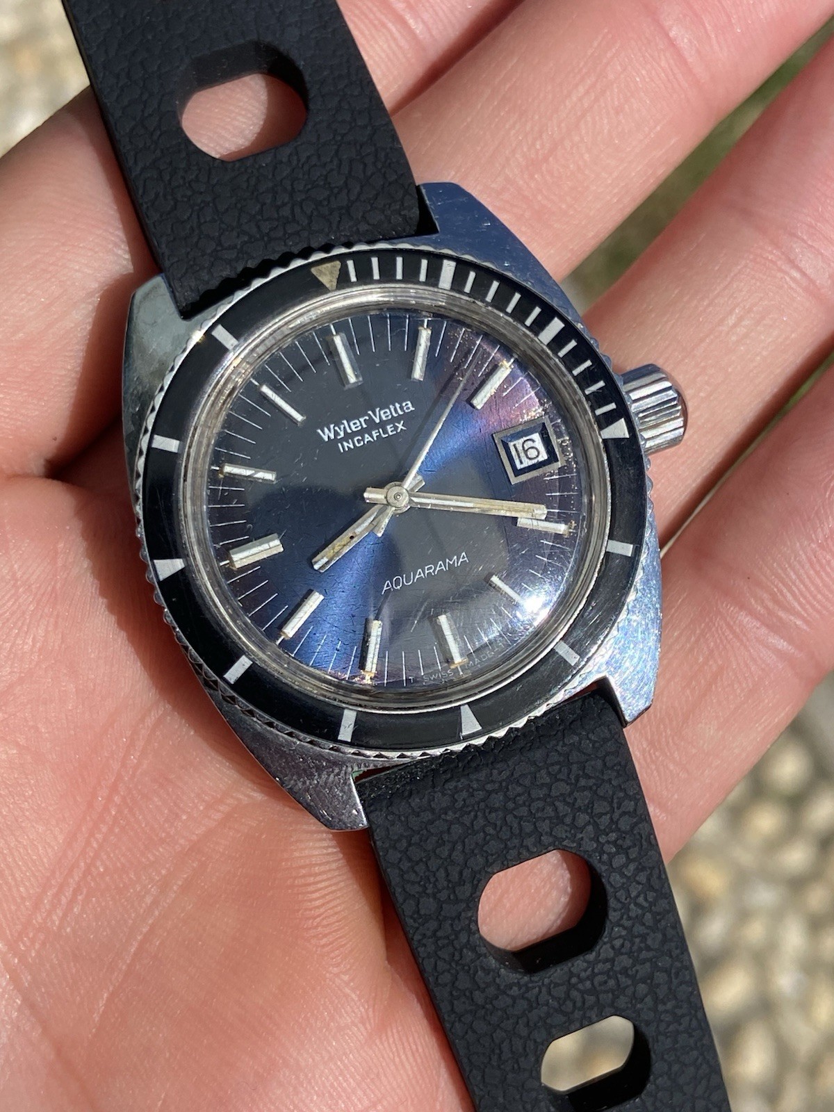 Vintage Rare Wyler Vetta Aquarama Automatic Diver Sub Watch