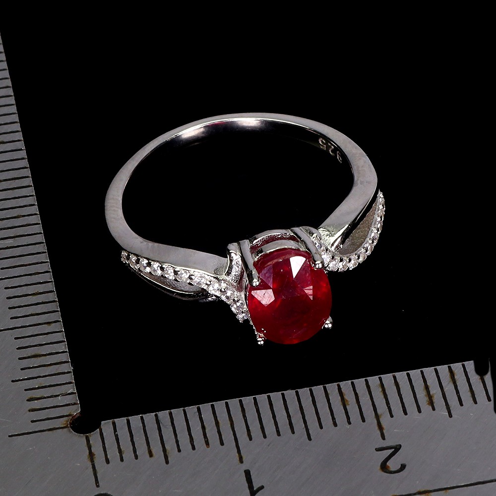 925 Sterling Silver Ring Oval Ruby 8x6mm Natural Gemstone Jewelry Size 8