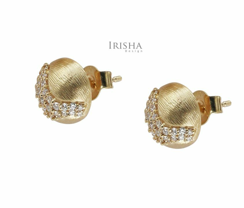 0.40 Ct. Genuine Diamond Unique Brush Texture Studs Earring in 14K Gold