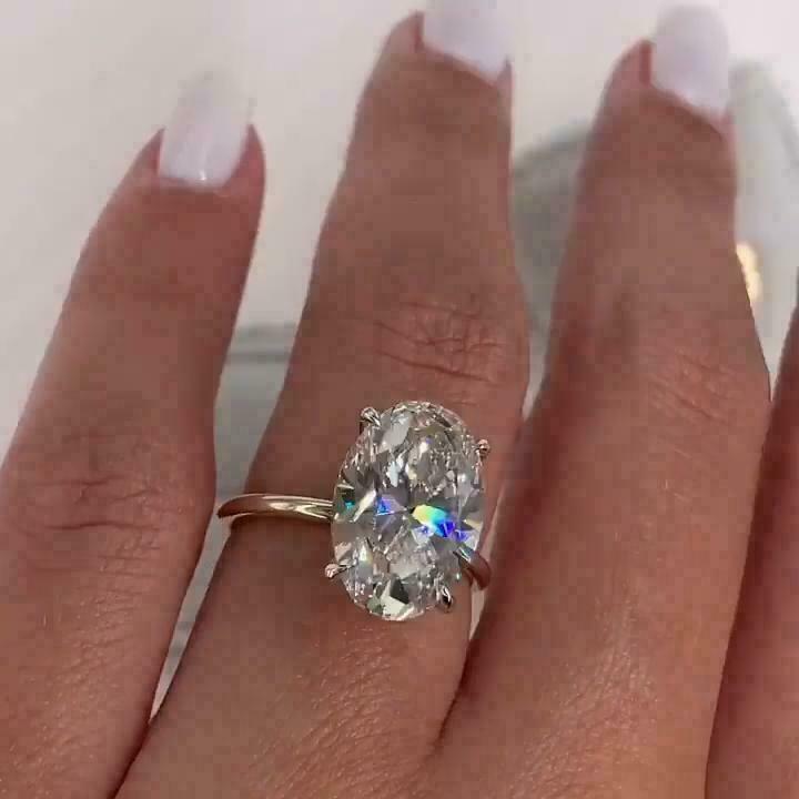 3Ct Lab Created Oval Diamond Women’s Engagement Ring 14K Yellow Gold Over