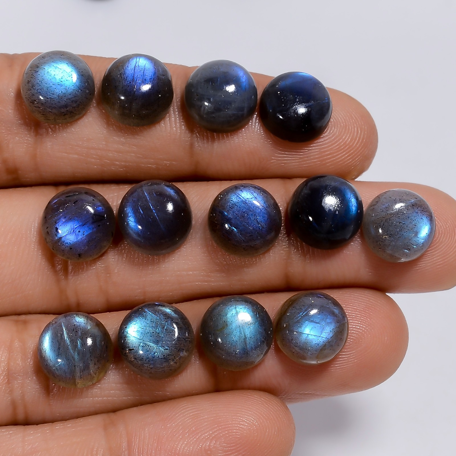 100% Natural Labradorite Round Cabochon Gemstone Lot 20 Ct. 9X9X4 mm EEL-17