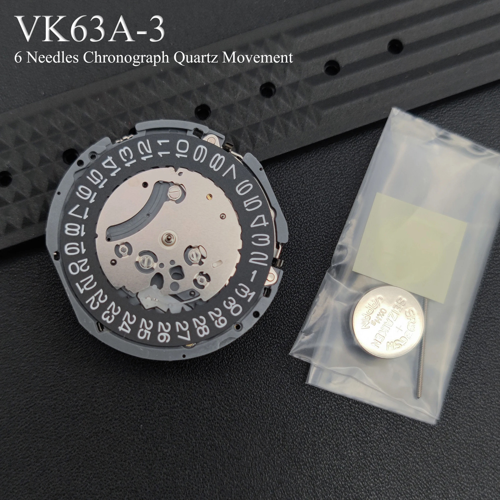 Japan Genuine VK63 VK63A Movement Black 3H Date/Disc Wheel Version Mod Chronogra