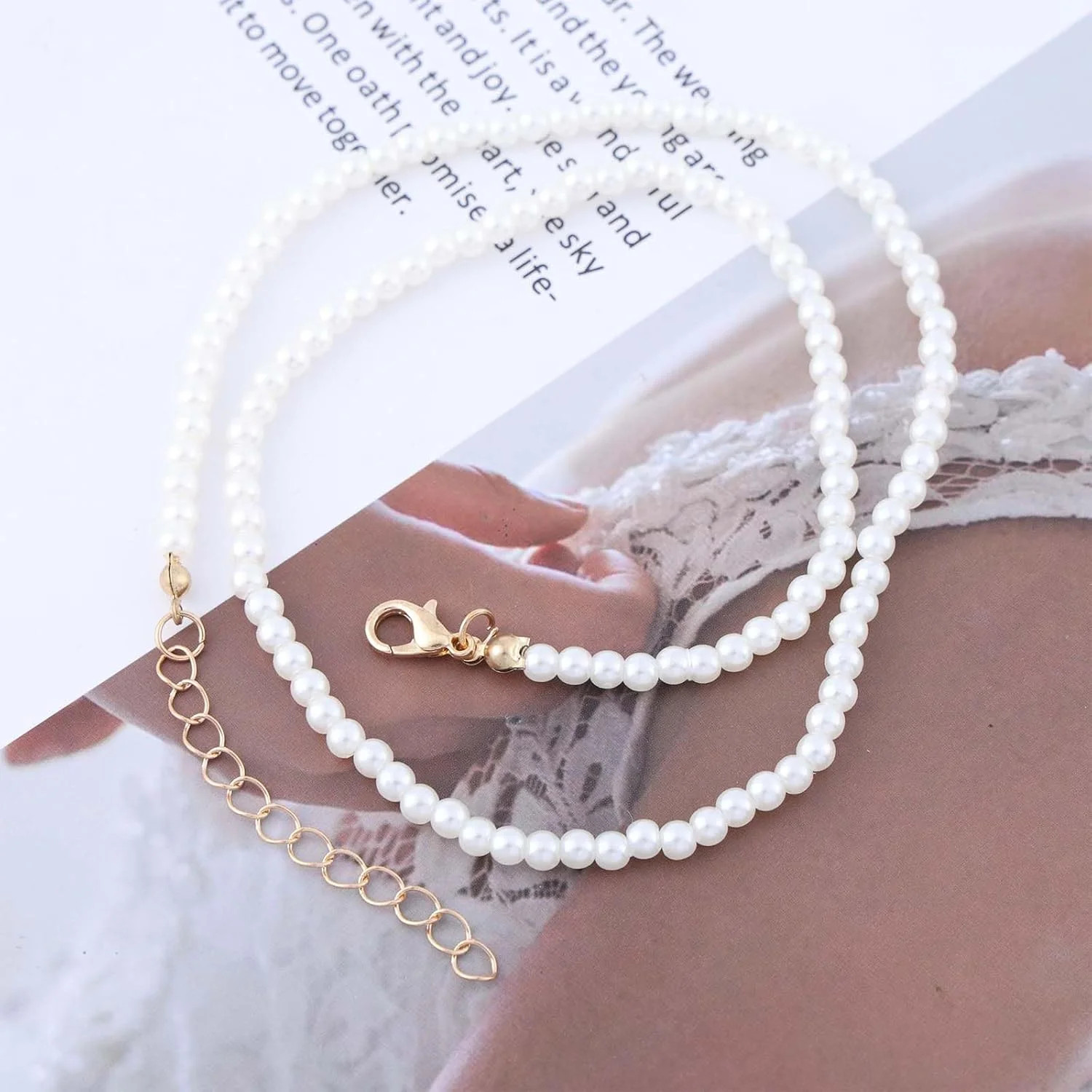 Boho Wedding White Tiny Pearl Necklace Pendant Dainty Mini Seed Bead Necklace Si