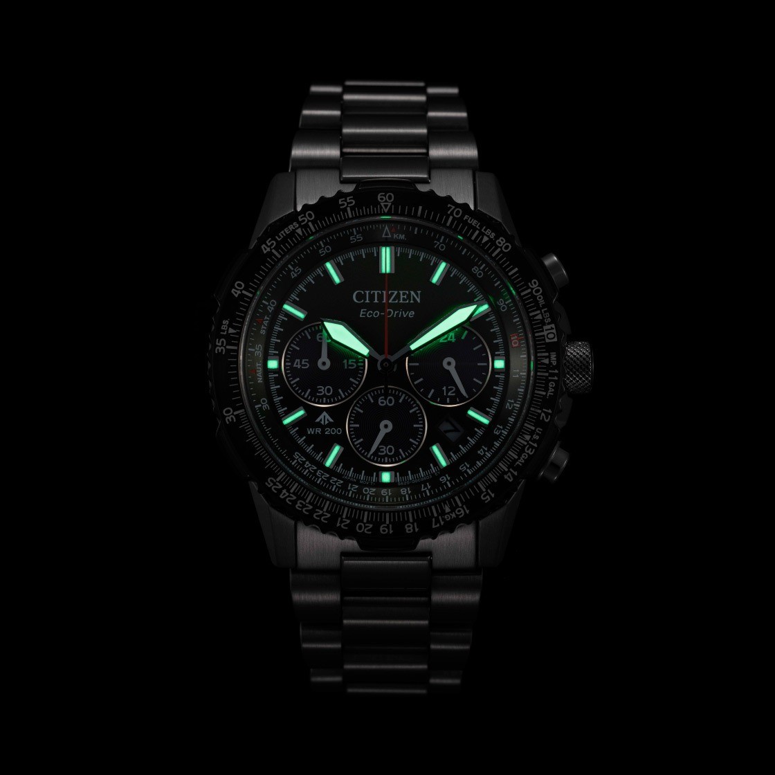 Citizen Promaster Navihawk CA4664-60W Eco-Drive Chrono Green Dial 40mm Watch