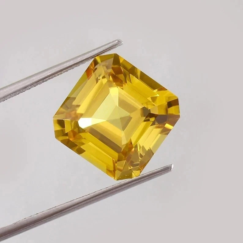 25.20 Ct Natural Ceylon Yellow Sapphire Octagon Cut Certified Loose Gemstone