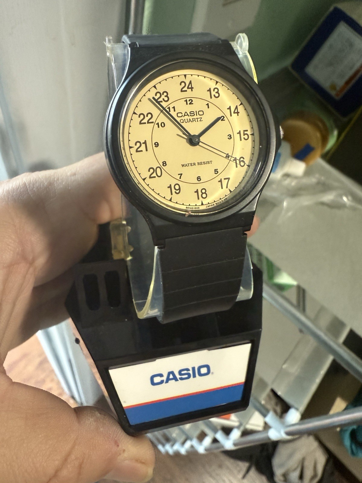 Casio MQ24-9B Men’s Classic Analog Watch Beige Dial Black Resin Quartz