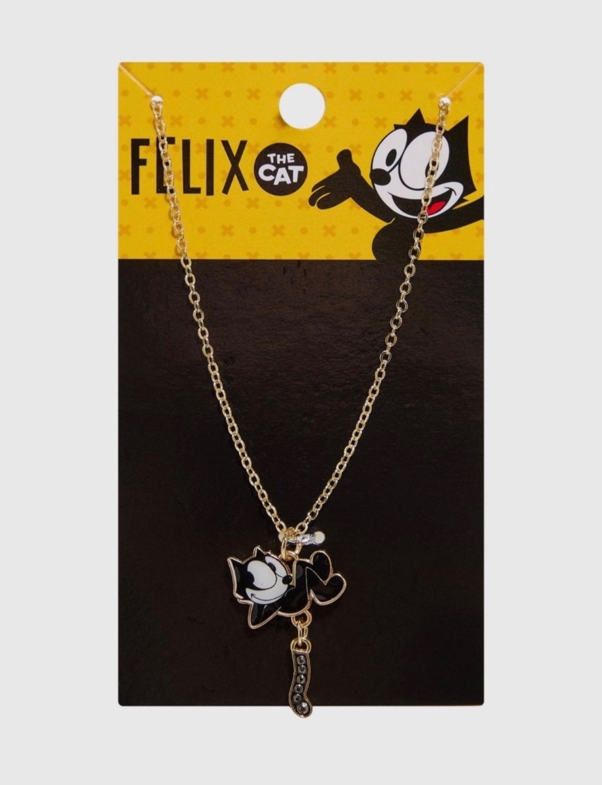 Hot Topic Felix The Cat Tail Dangle Pendant Black Cat Necklace / Earring Set New