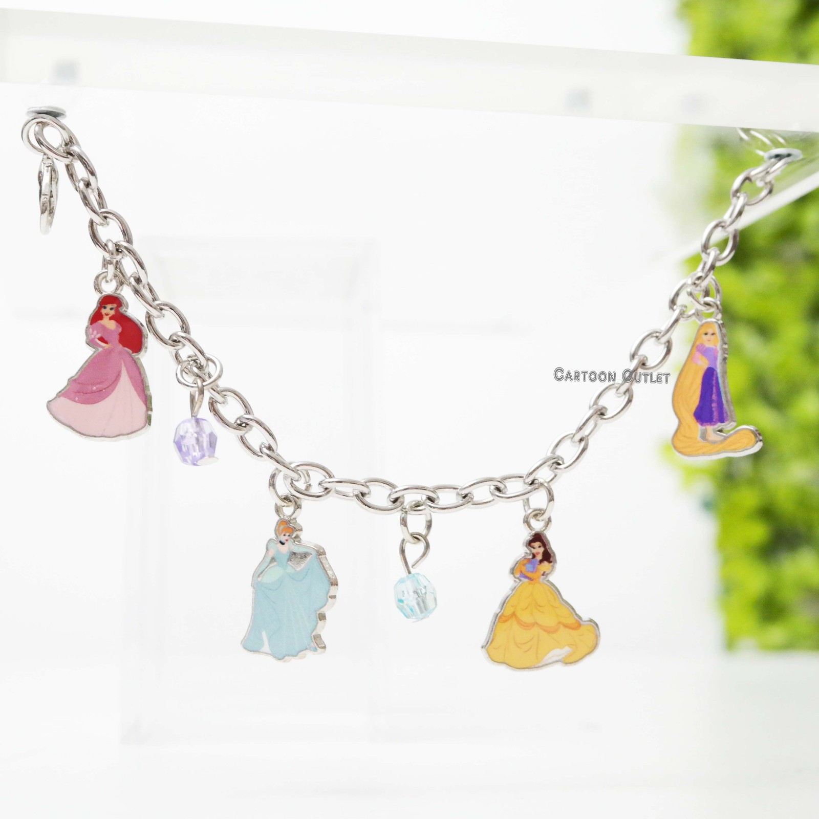 Disney Princess Charm Bracelet Girls Metal Birthday Gift Cinderella Belle Ariel