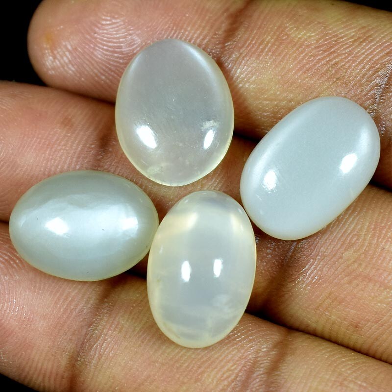 4Pcs Lot ~ Silky Moonstone Cabochon 100% Natural Loose Gemstones 47.40Cts.