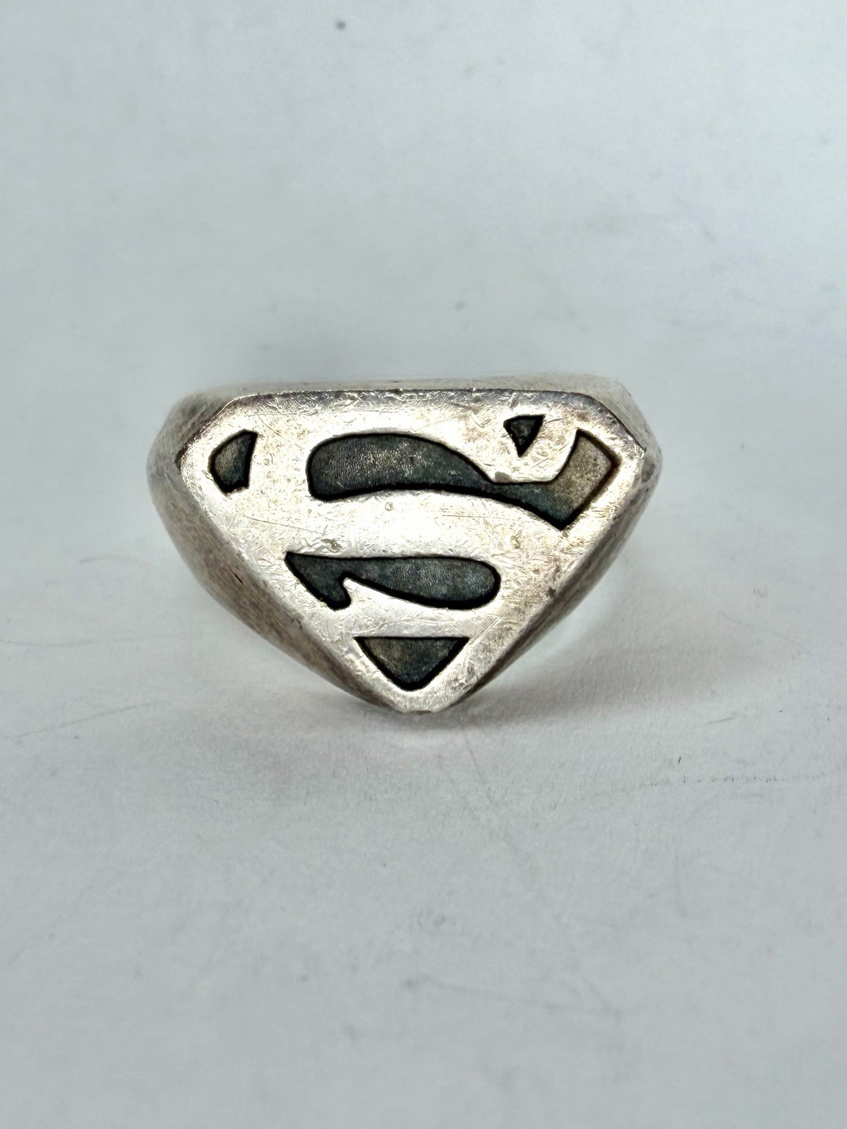 Vintage Sterling Silver Superman Ring Sz 7