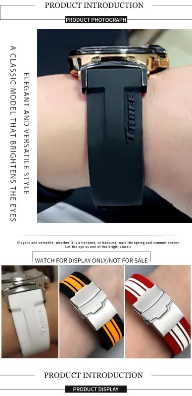 17 21mm Rubber Watchband Strap for Tissot T-RACE T048-417A Bracelet