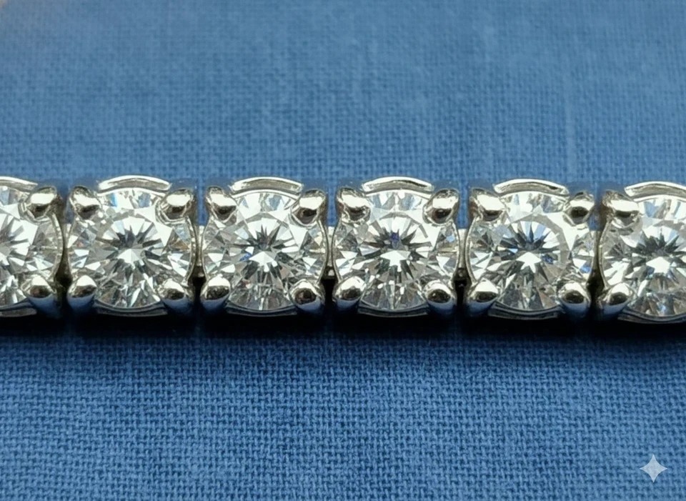 For Party Wear Round Lab Grown Diamond Tennis Bracelet In 14k Real White Gold
