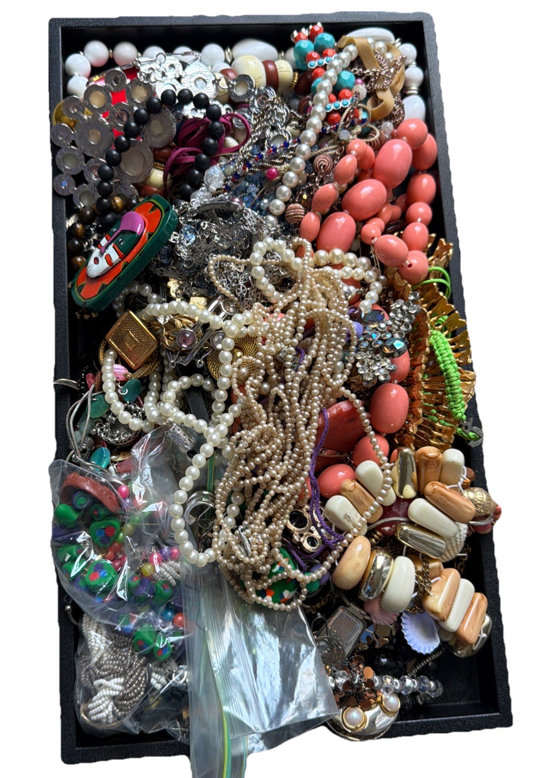 5.76 Lbs Bulk Craft Jewelry Lot Junk Repurpose Beads Wearable As Pictured As Is