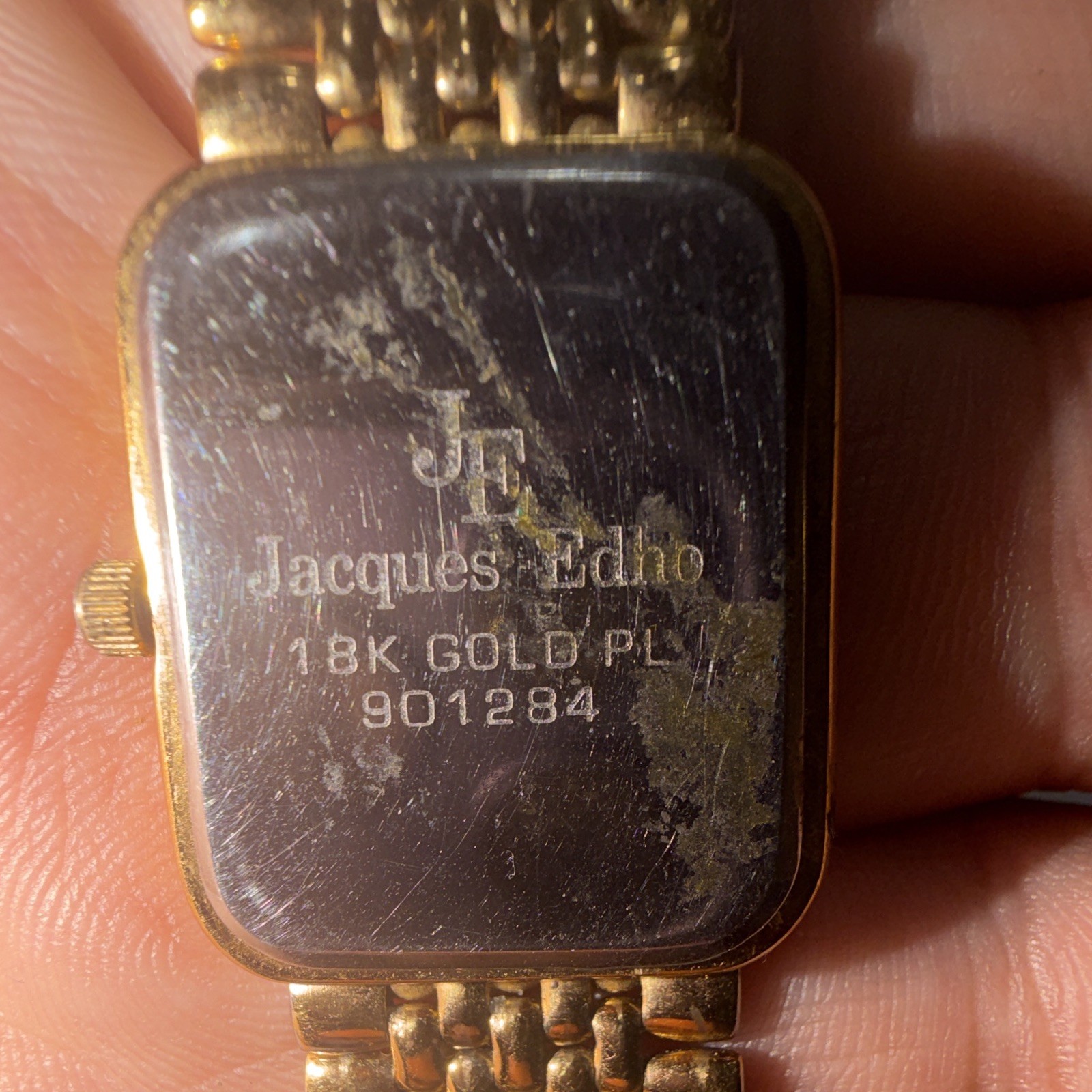 Jacques Edho Women’s Quartz Rectangular Black Sunburst Dial Gold Plated Bracelet