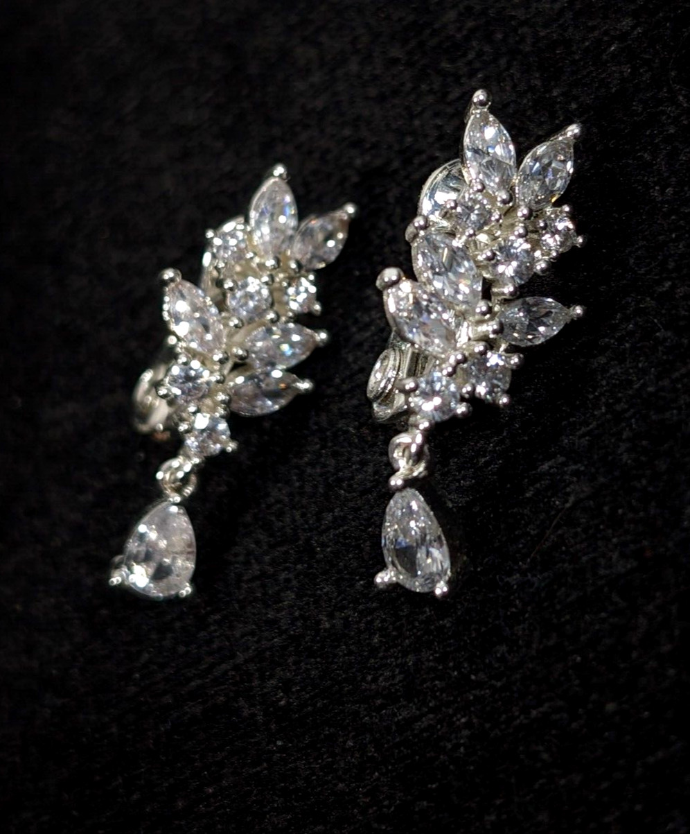TJG The Jewelry Group for Napier Silvertone Marquise Crystal Earrings Bridal