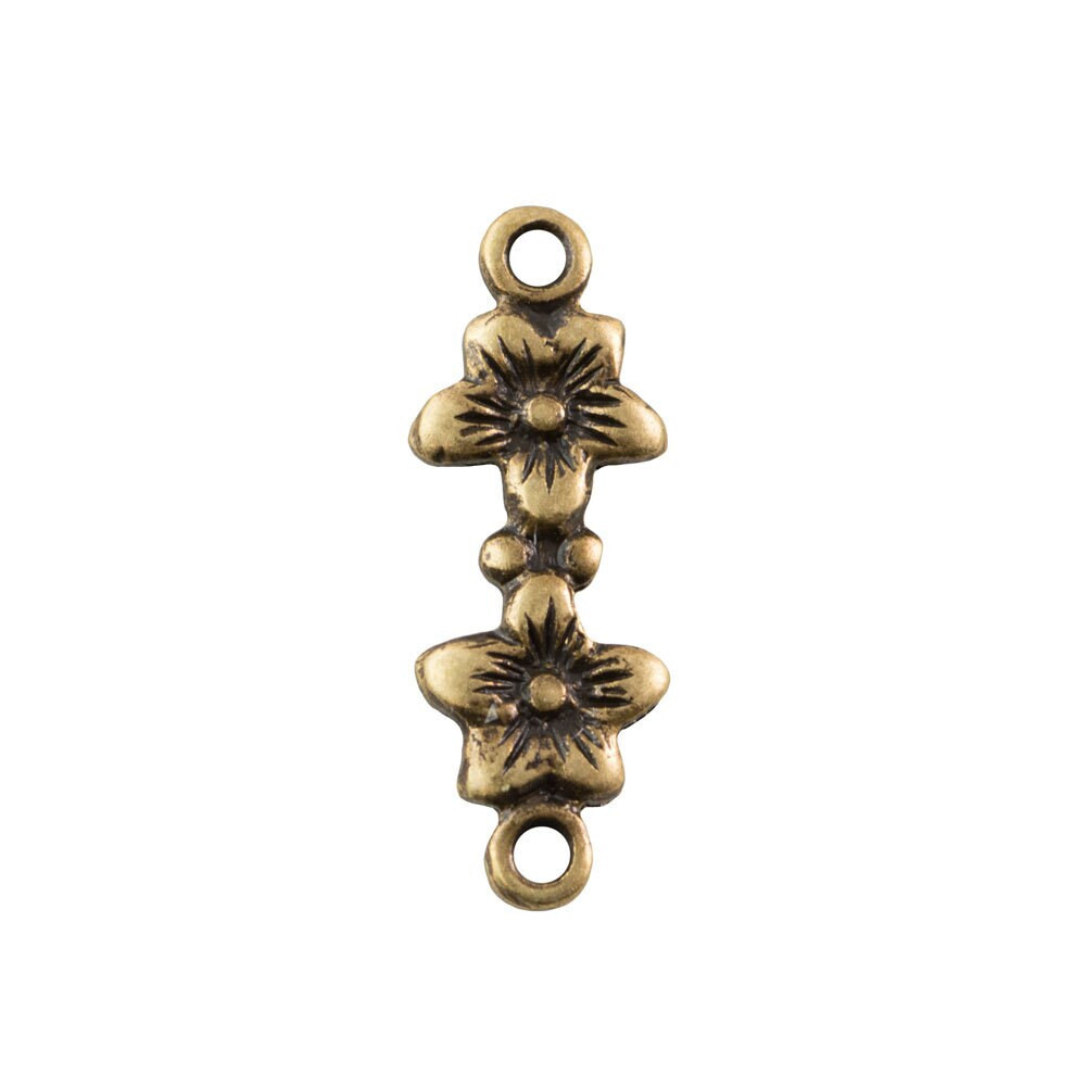 2 Loop Brass Ox Double Flower Connectors 15.5×4.9mm (8) mtl526B
