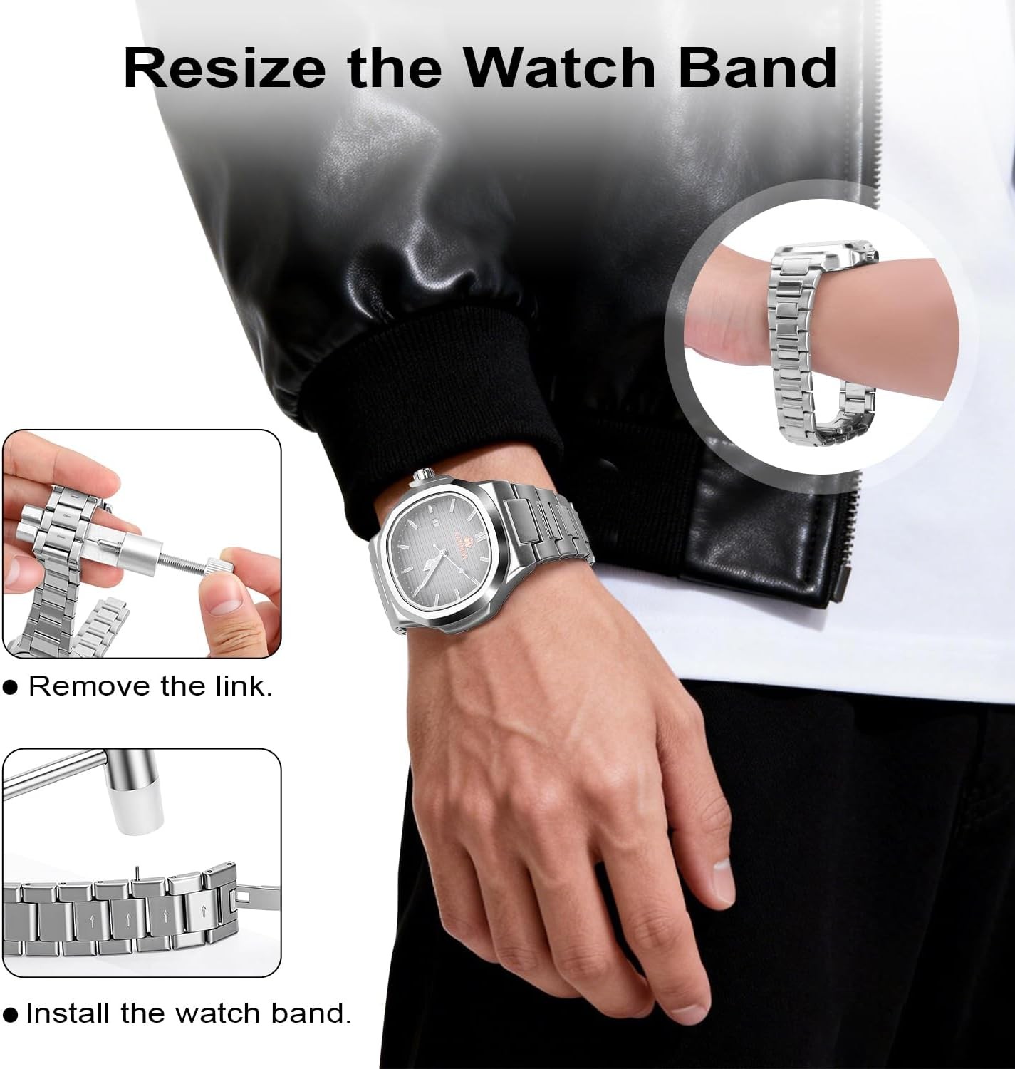 Solid Watch Link Removal Kit, Tools to Adjust and Remove Bracelets，Watch Strap S