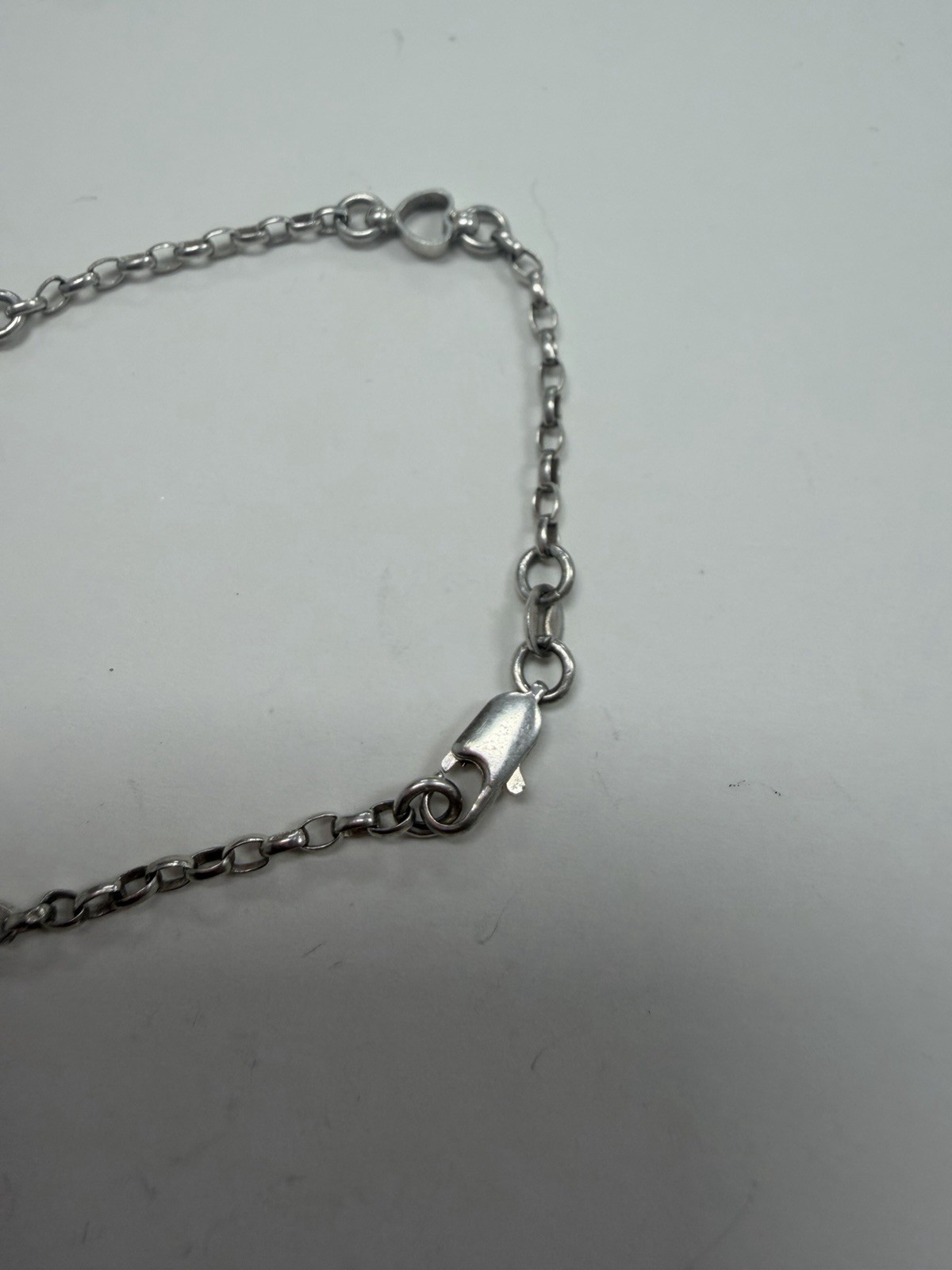 Beautiful .925 sterling silver rolo link heart bracelet 6.5inch/3.3g L126