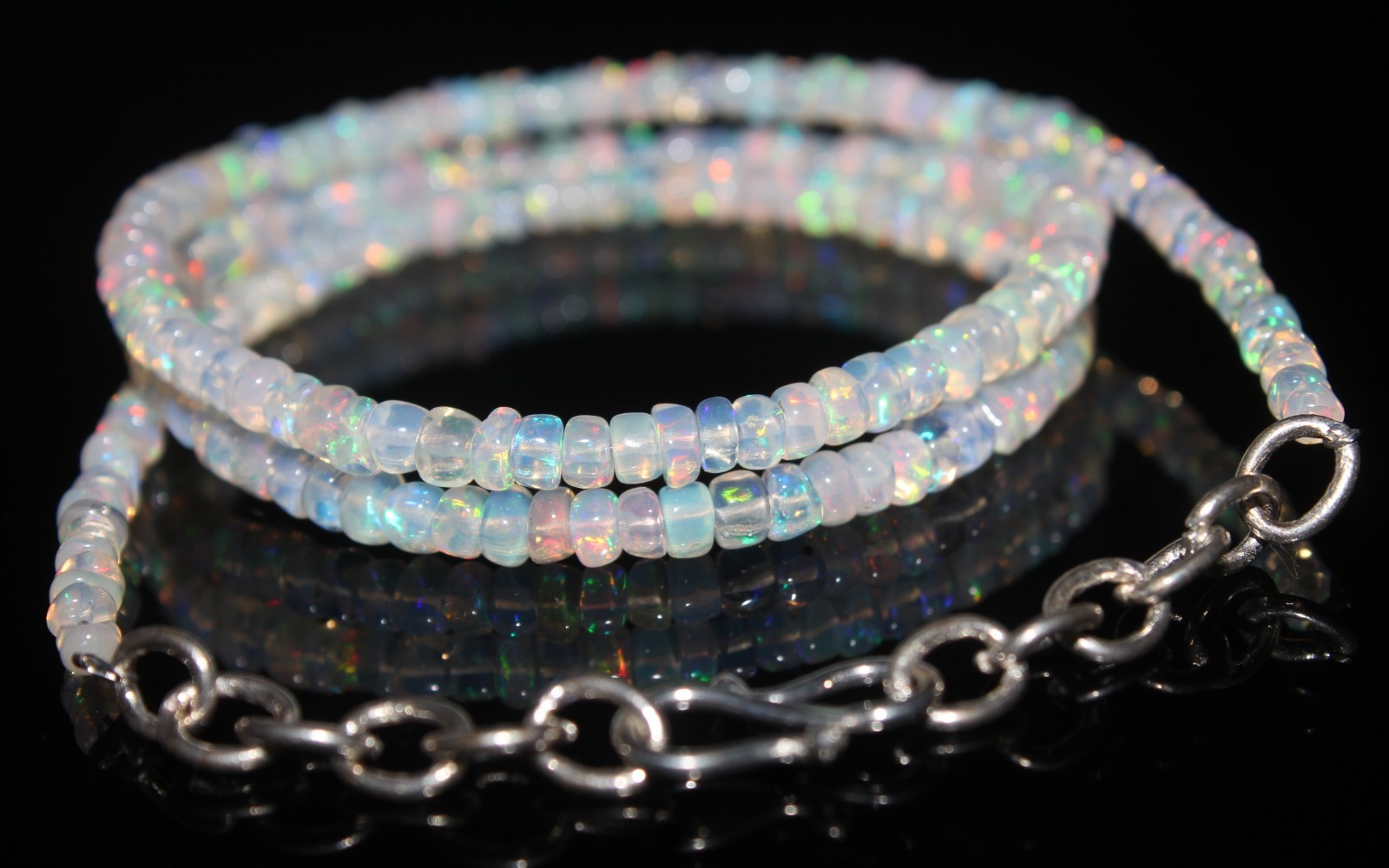 Natural Ethopian Opal Rondelle Beads 3-4MM 16inch Opal Necklace Gemstone Jewelry
