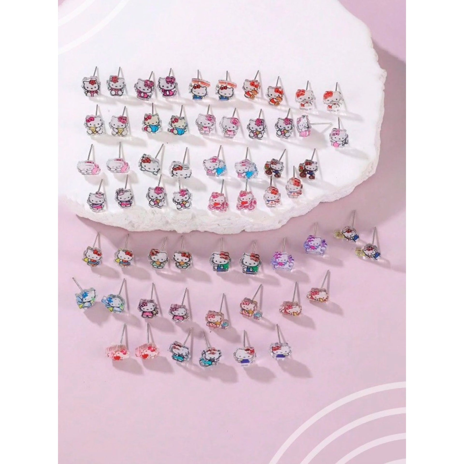 30x Pairs of Cute Sanrio Hello Kitty Summer Outfits Acrylic Stud Earrings