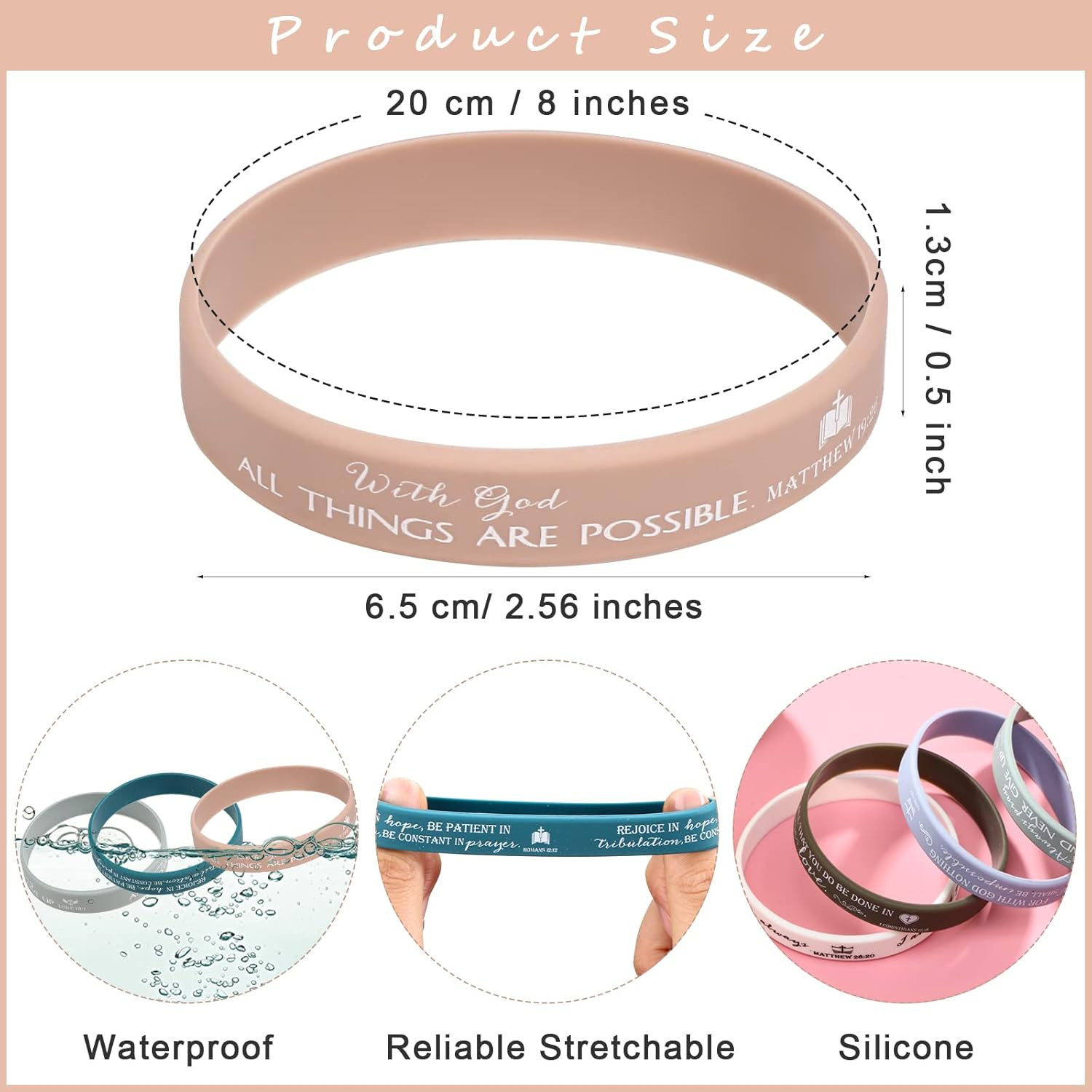 240 Pcs Bible Verse Christian Silicone Bracelets Bulk Christmas Scripture Rubber