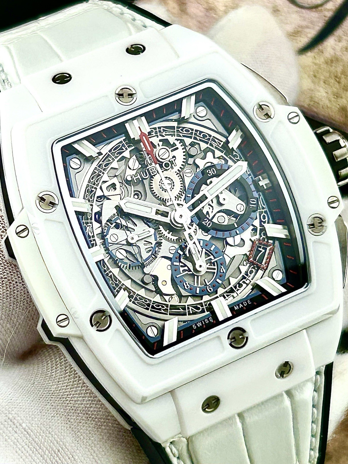 Hublot Spirit of Big Bang White Ceramic Case 42mm Skeleton 641.HX.0173.LR B&P