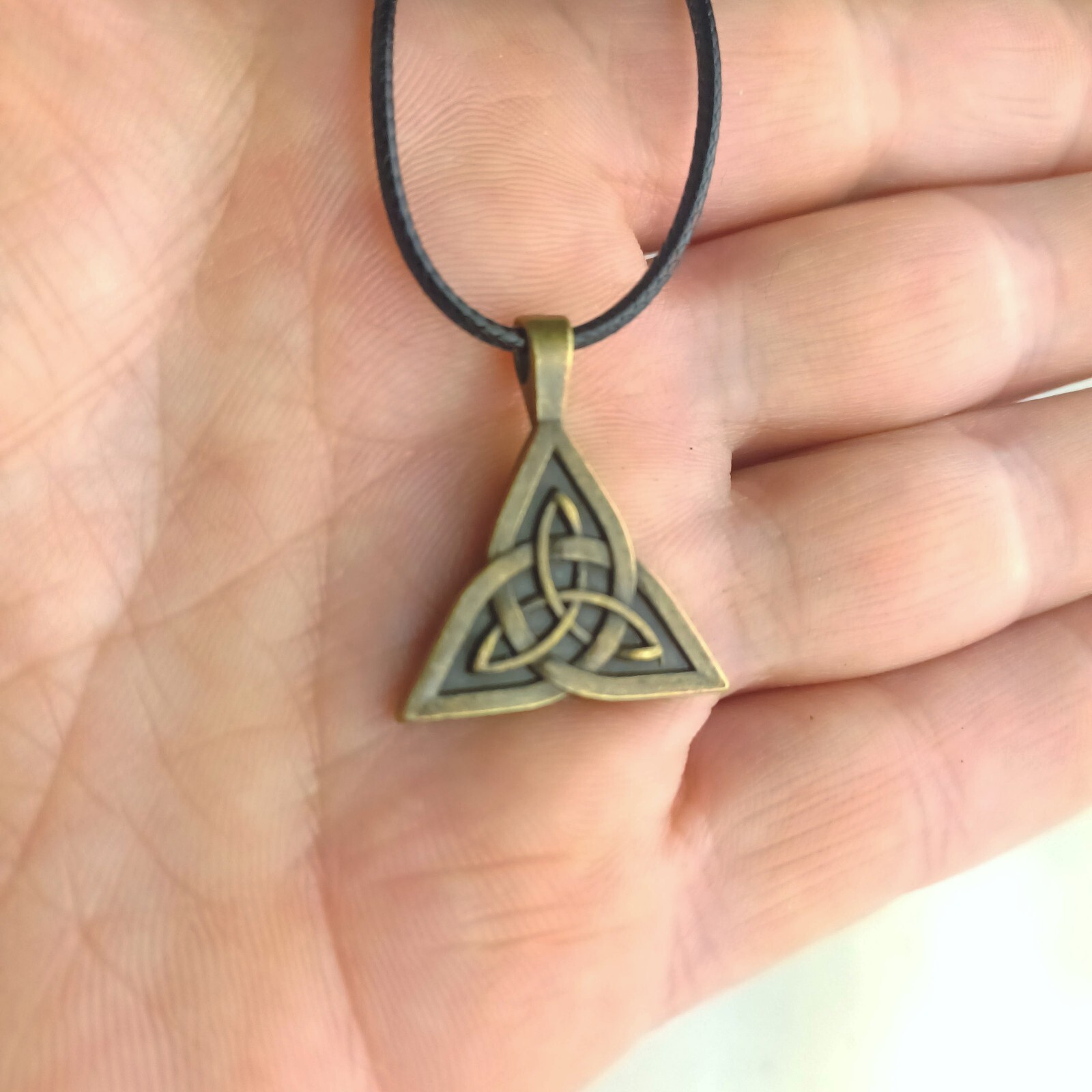Bronze Triquetra Necklace Pendant Stainless Steel Celtic Knot Irish Trinity