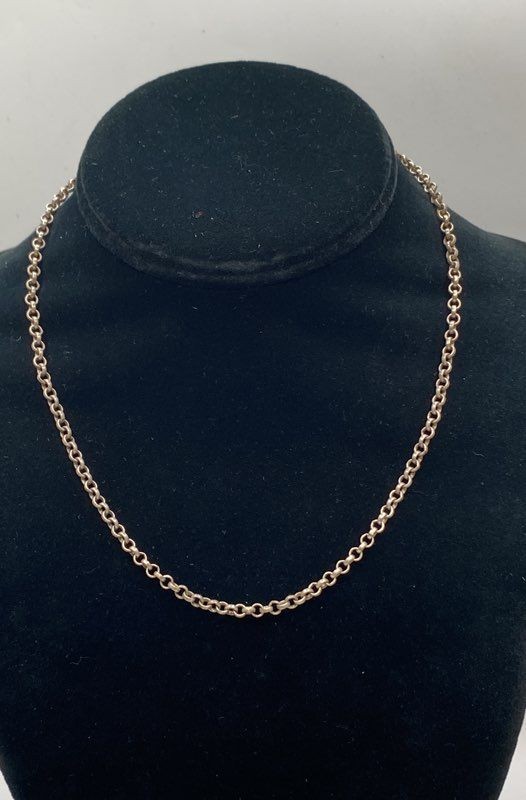 Sterling Silver 925 Jewelry Set Rolo Chain Necklace 16.75″ CZ Band Ring Size 5.5