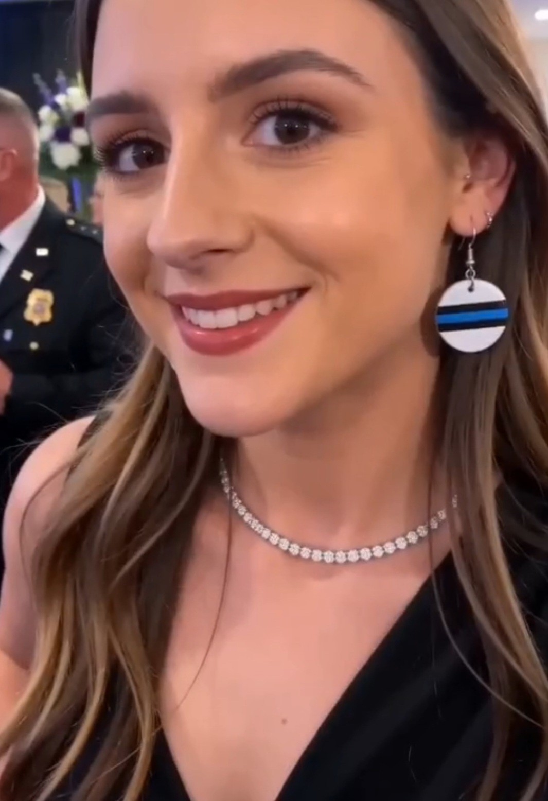 Round White Blue Black Stripe Resin, 925 Sterling Silver Hook Earrings.