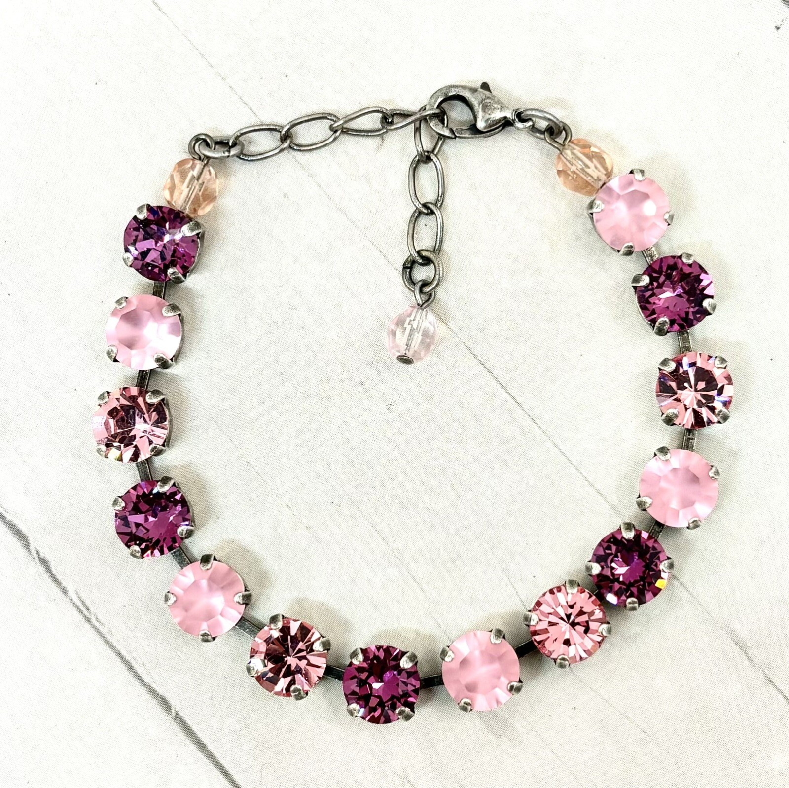 Frosted DARK PINK Cup Chain Bracelet made with Dark Pink Austrian Crystals