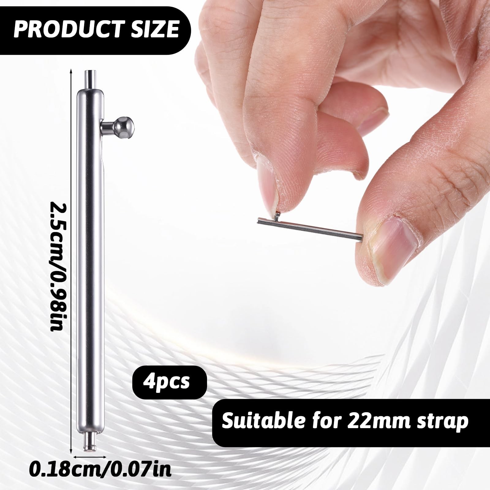 4 Pcs Quick Release Spring Bar, 22mm Stainless Steel Watch Band Pins Replacem…