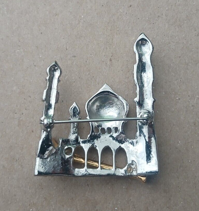 RARE ORA 3-D Taj Mahal Figural Rhinestone Brooch – Silvertone