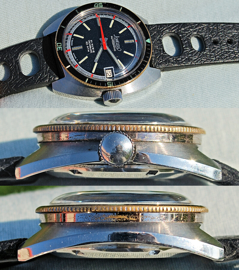 Diver Steel Loreleix Automatic SUB 200 mt. Watch 1970s Bakelite Bezel