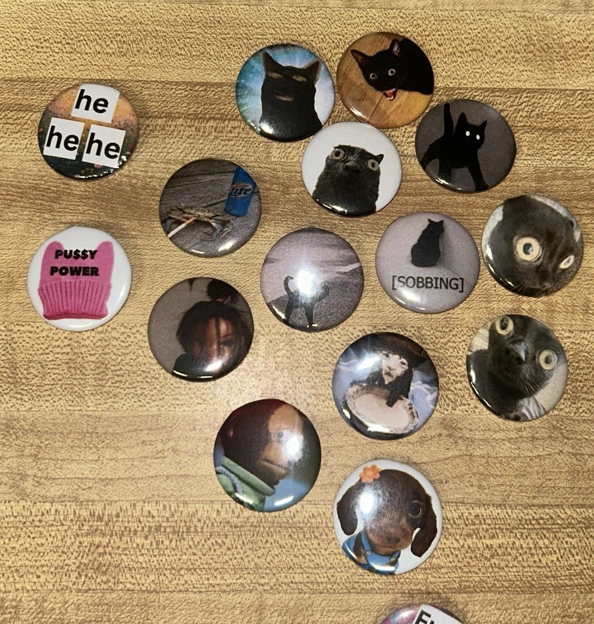 Set Of 15 Pins Pinback Buttons Badges Pack Alt Punk Protest Accessory Black Cat