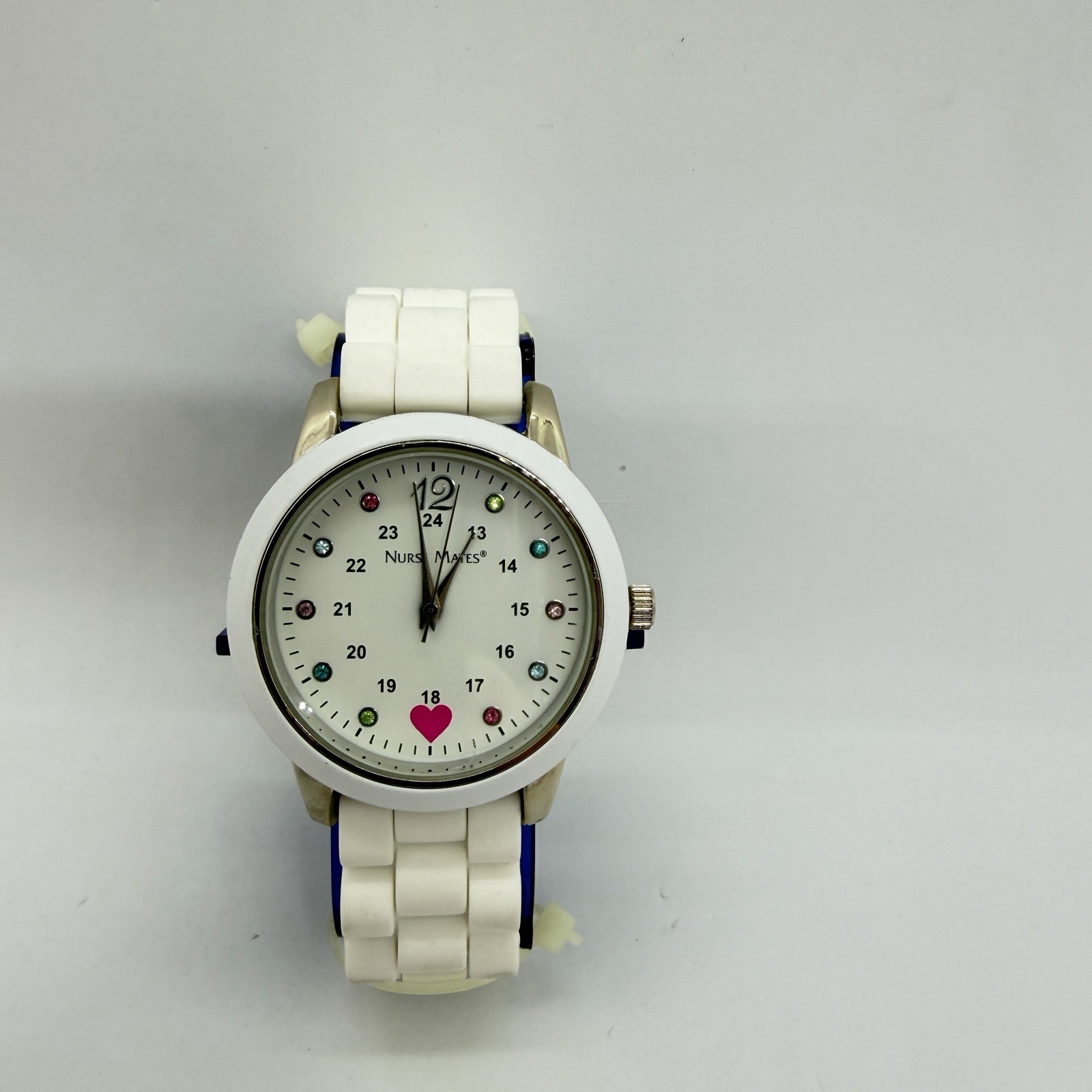 Nurse Mates Sparkle women’s nurse watch water-resistant silicone strap – White
