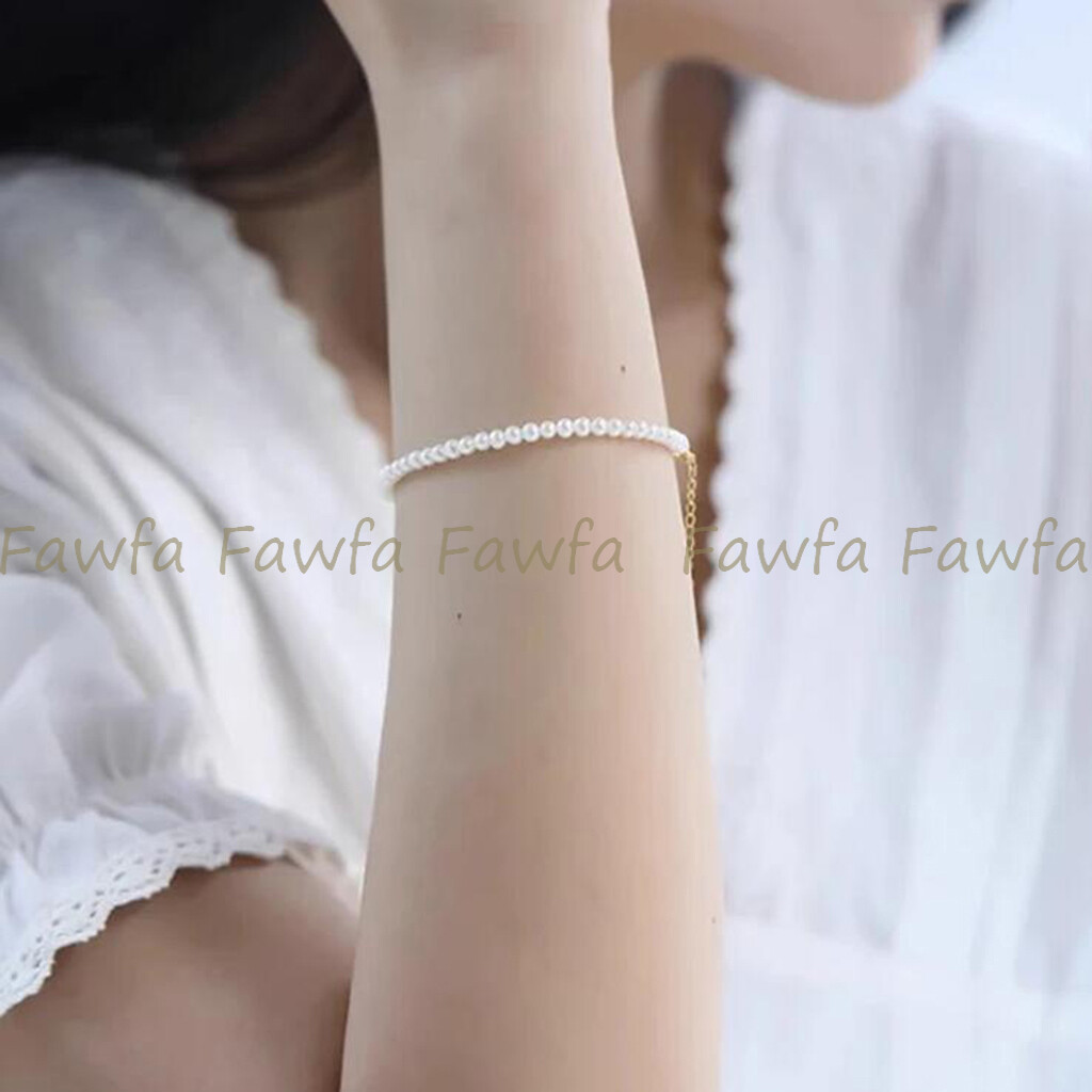 Mini Genuine 2-3mm Natural White Akoya Pearl Real Pearl Bracelet 7.5 inches