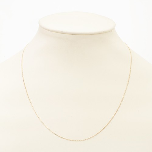 18K Solid Yellow Gold 0.8mm Slim 2-Sided Curb Link Chain Necklace 16.5″ MIJapan