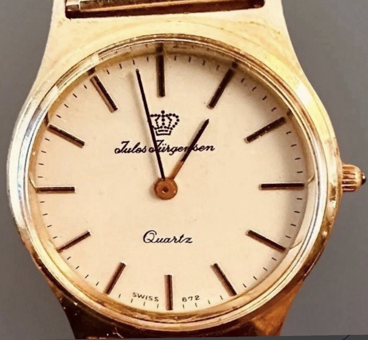 Jules Jurgensen Vintage Quartz Men’s Watch Gold Tone NEW BATTERY