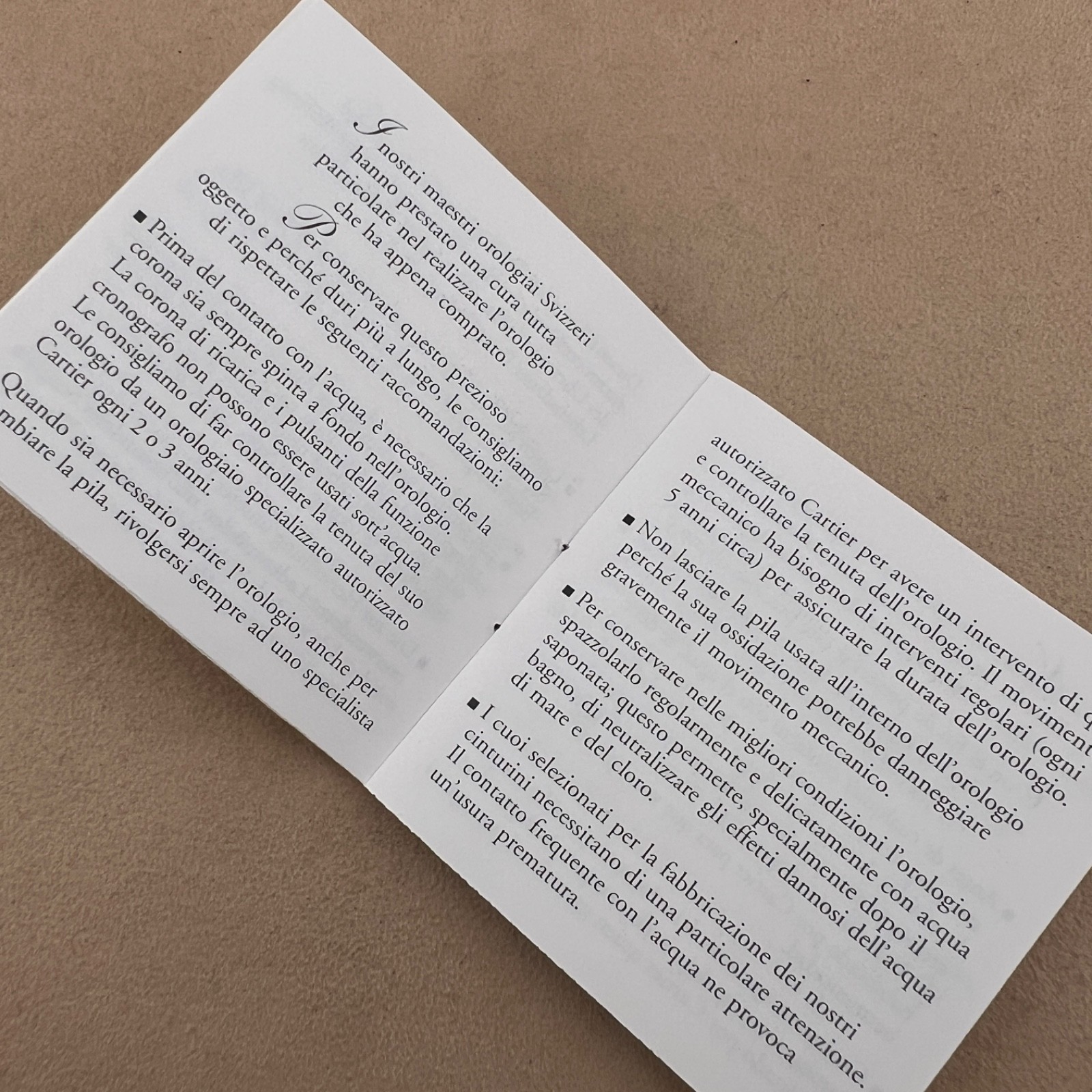 BOOKLET FOR ALL CARTIER WATCHES