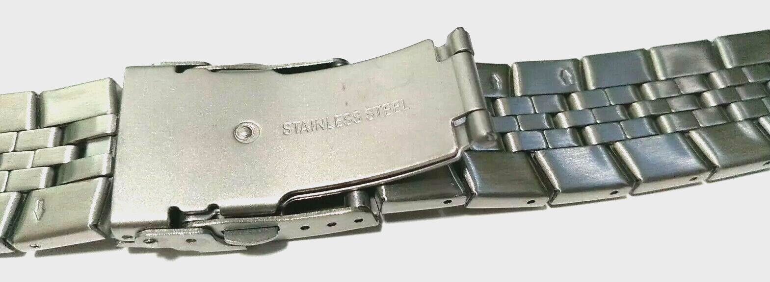 16-22mm Silver Tone Stainless Steel Security Clasp Bracelet Link Watch Band