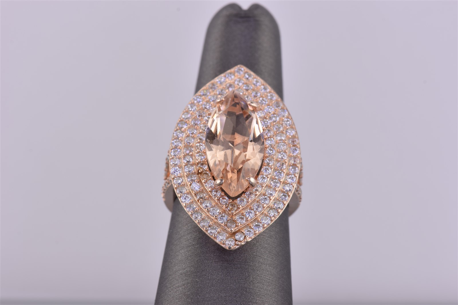 Fuzion FZN Rose Sterling Silver Peach & White Cubic Zirconia Band Ring 925 Sz: 7