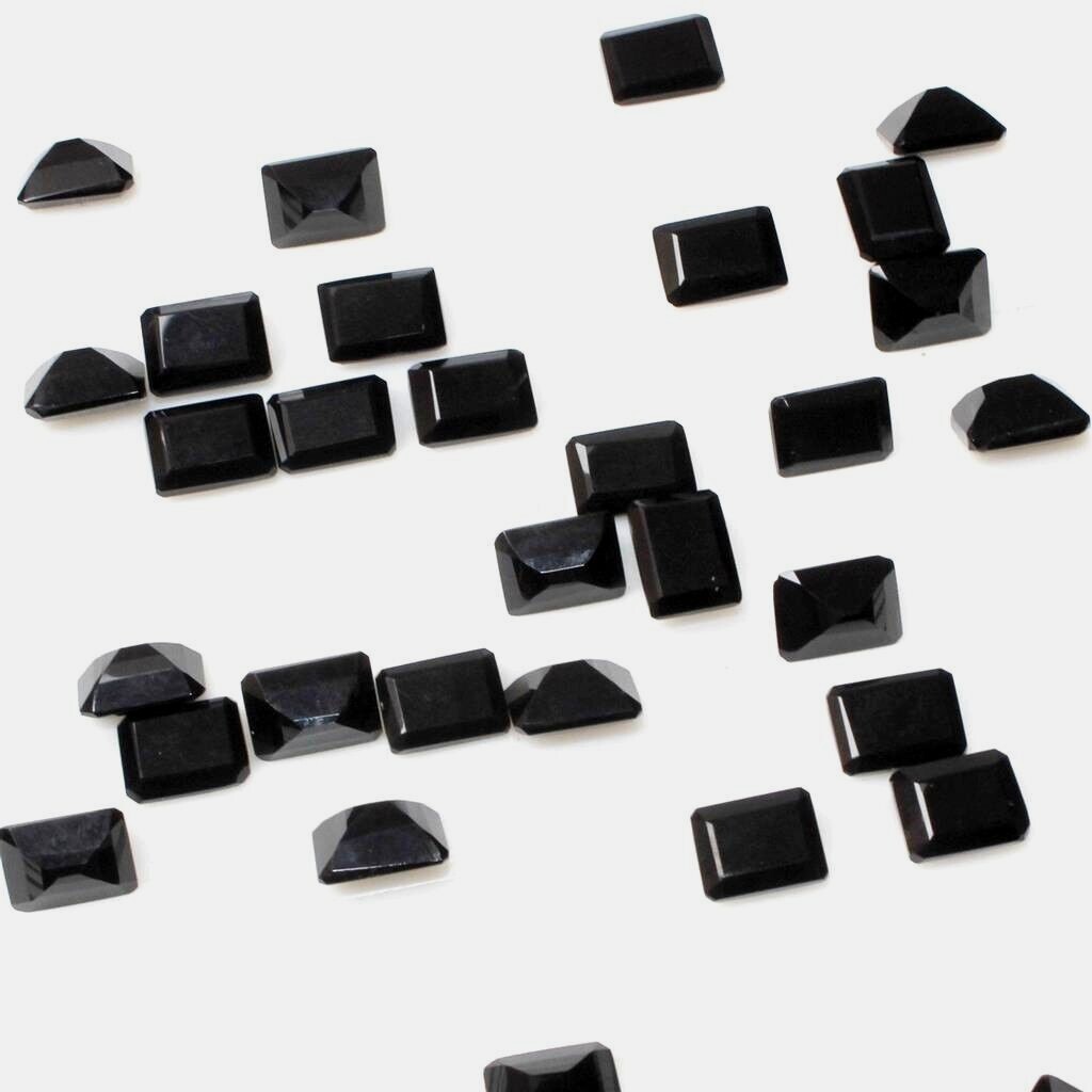 Wholesale Lot 5x3mm to 8x6mm Emerald Cut Black Spinel Loose Calibrated Gemstone