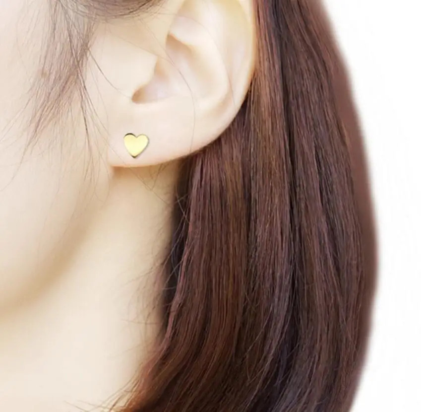 1 Pair Stainless steel Earrings Trend Korean Sweet Heart Fashion Stud