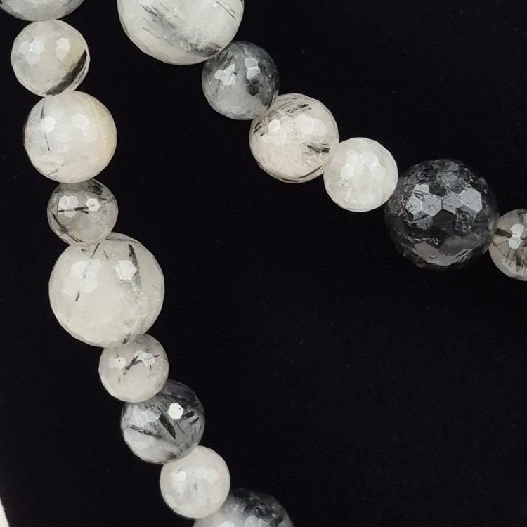 DTR Jay King Beaded Necklace Women 36″ Gray White Black Gemstone Long Strand 925
