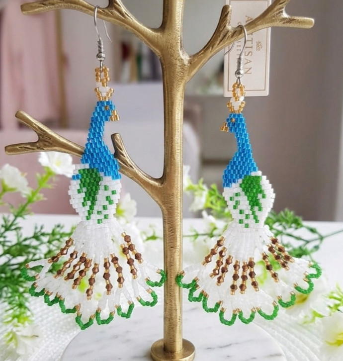 Boho Tribal Earrings American Native Earrings Large Seed Beads Earrings