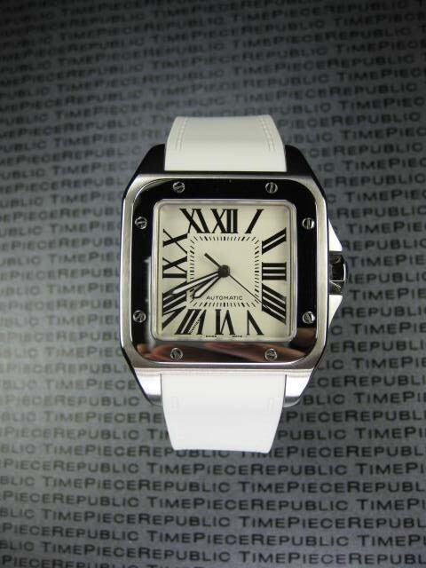 New 20mm PU Rubber Strap CARTIER SANTOS 100 Medium Diver Watch Band White x1
