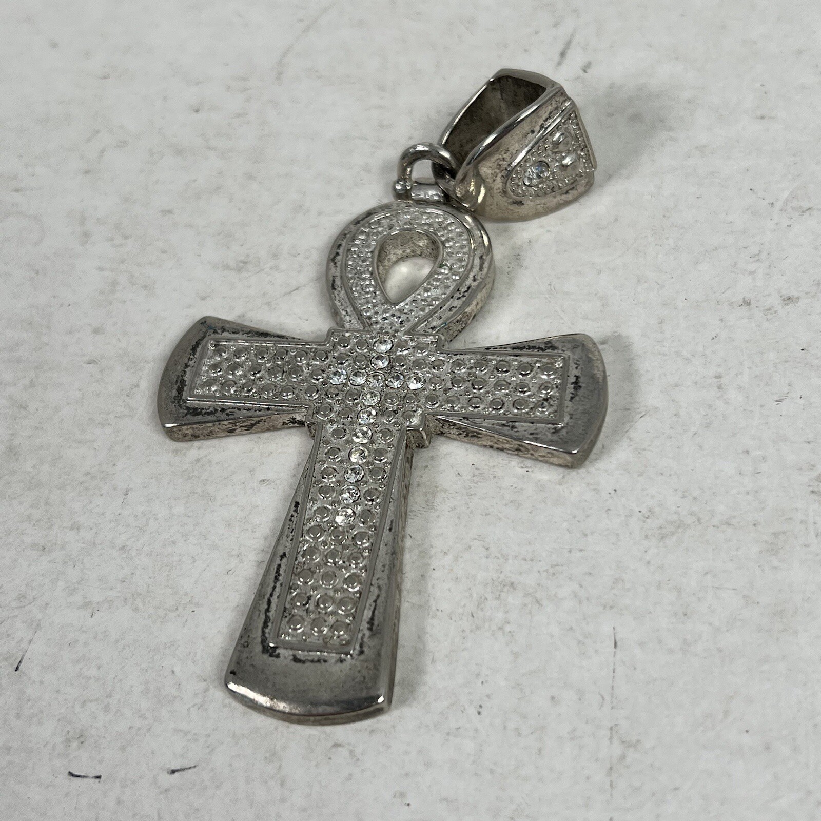 VTG 925 Sterling Silver Ankh Cross Pendant 1.3oz 4in SEE DESCRIPTION