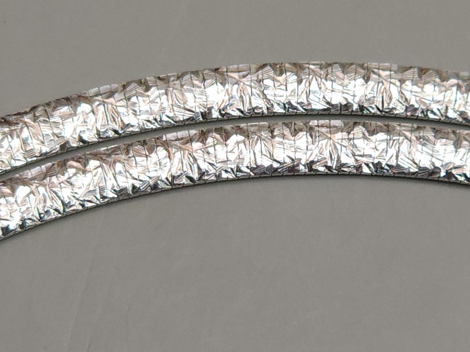 Milor Italy 950 Fine Silver Reversible Omega Choker Necklace 4mm Vintage Chain