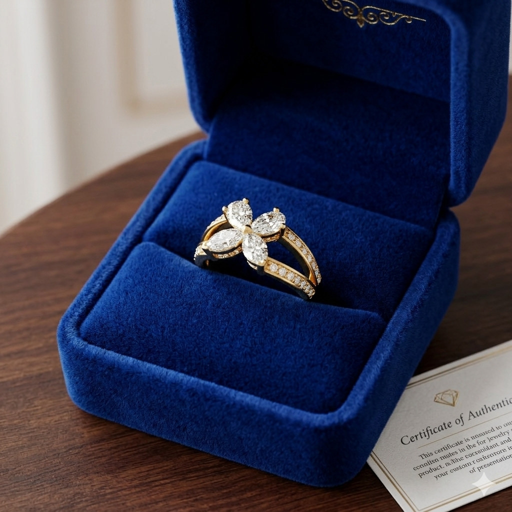 1.45 Ct Marquise , Pear & Round Cut Moissanite Stone Engagement Ring in Silver